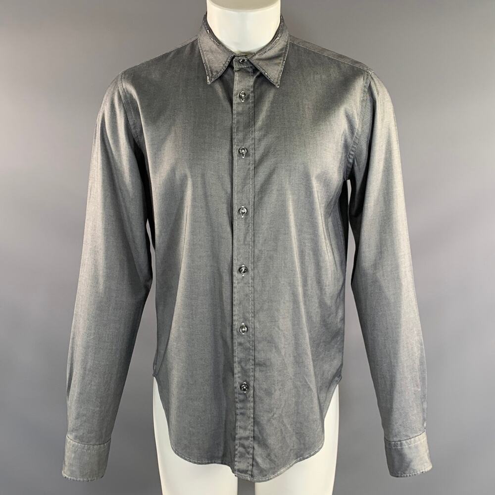 MARTIN MARGIELA SS2013 Size M Black White Speckled Cotton Long Sleeve Shirt